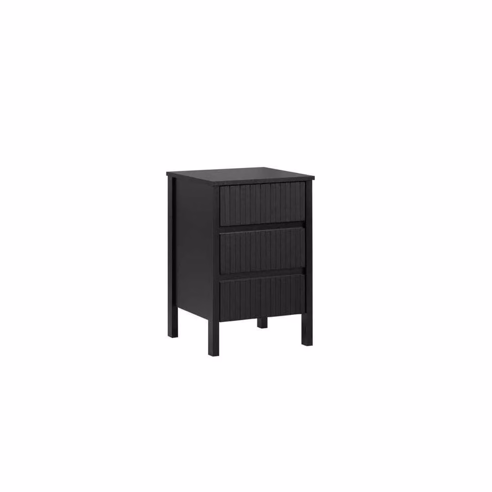 Birlea Axis Pair of 3 Drawer Fluted Bedside Cabinets in Black – 2