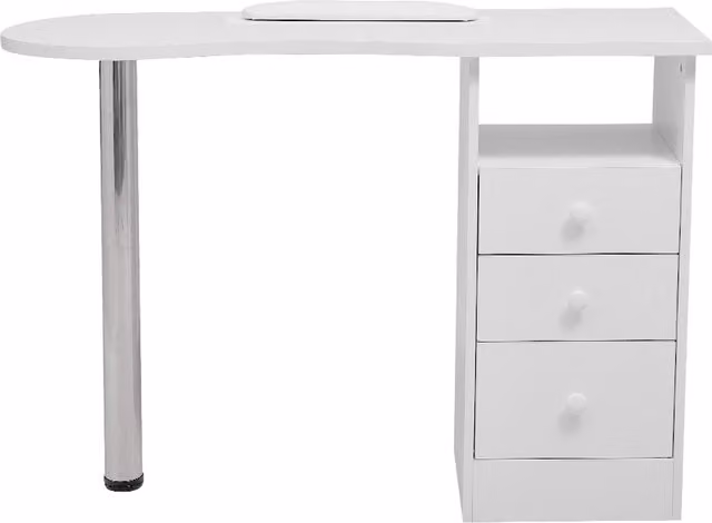 Livingandhome Modern 3 Drawer White Wood Manicure Table for Salon or Home Use