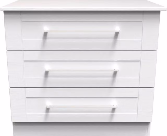 Ripon 3 Drawer Chest in White, Ready Assembled