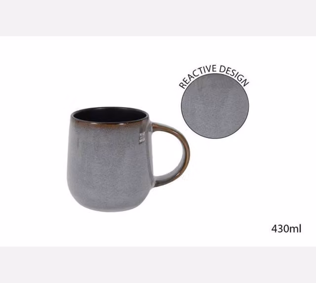 KDMD Grey Reactive Stoneware Mug for Adults