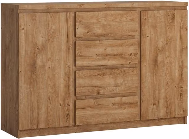 Furniture To Go Fribo Modern 2 Door 4 Drawer Sideboard in Brown and White – 1