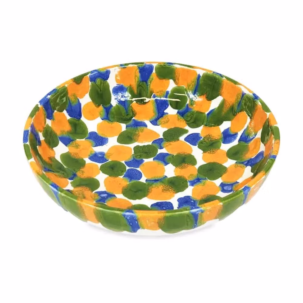 Verano Petalo Hand Painted Ceramic Salad Fruit Bowl, Blue, Diameter: 26 cm – 2