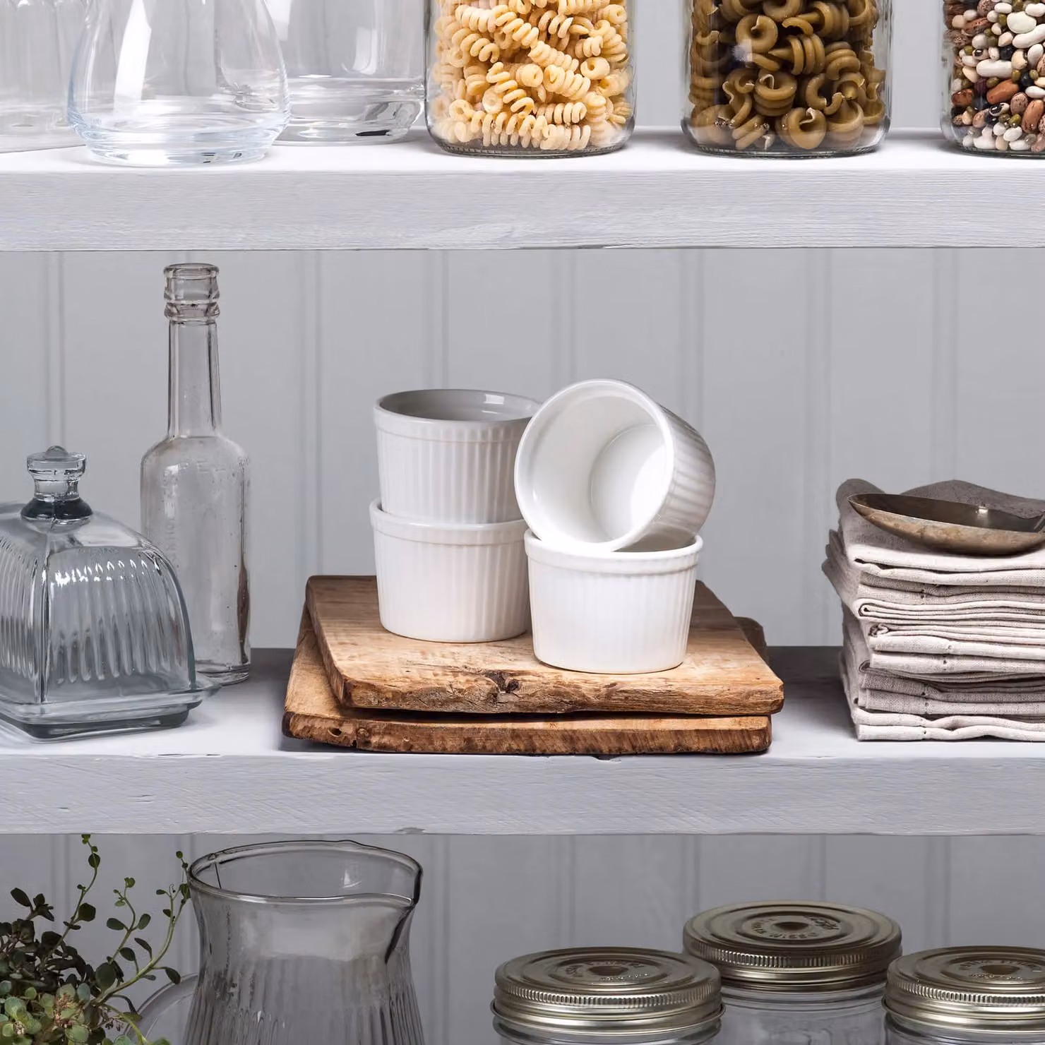 WM Bartleet & Sons Porcelain Deep Ramekins with Lids, White, Set of 4, Diameter: 8 cm – 2