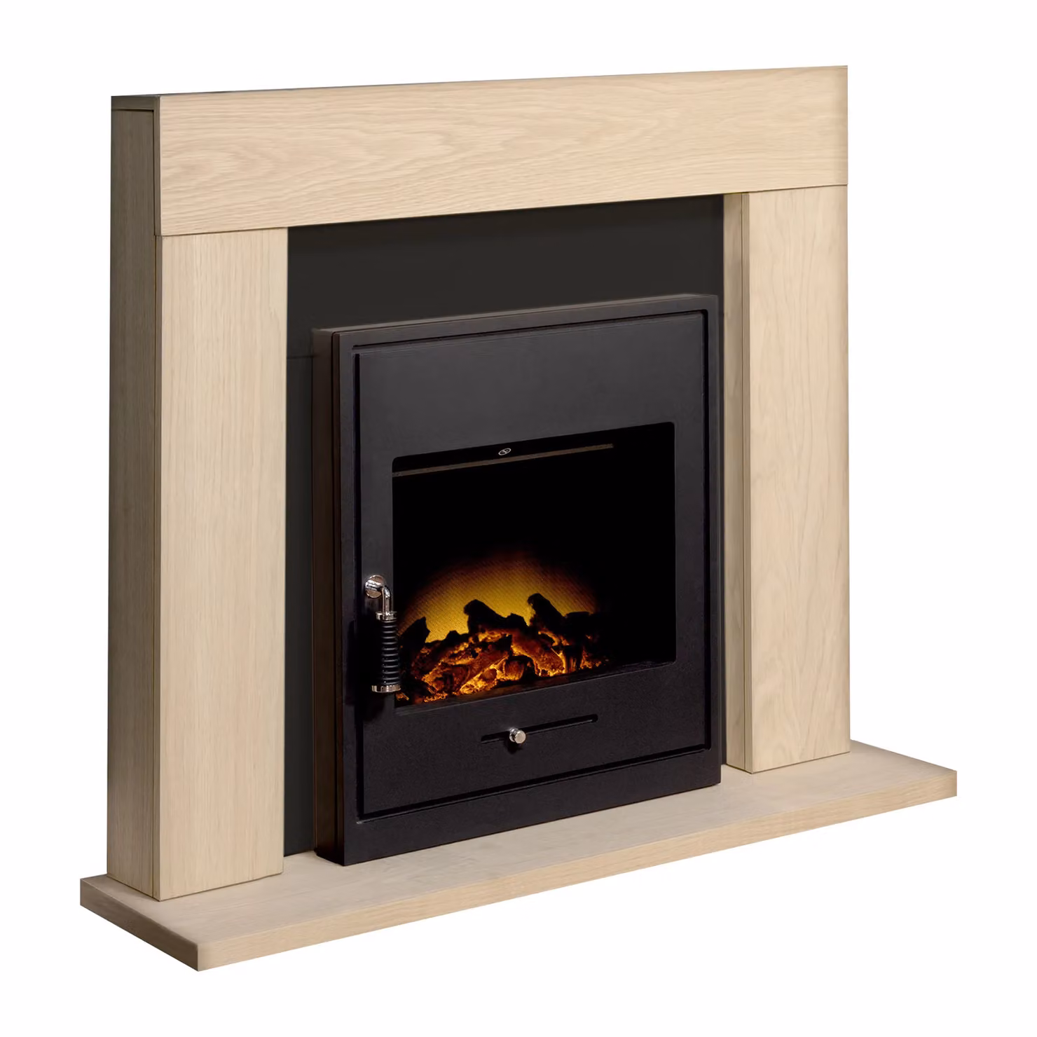 Adam Fires & Fireplaces Malmo Fireplace in Oak and Black with Oslo Electric Inset Stove in Black, 39 Inch – 2