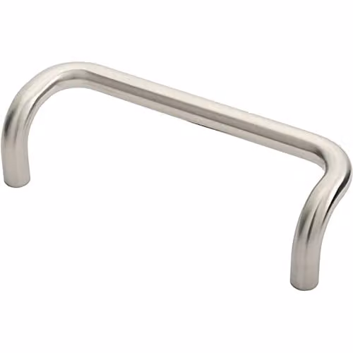 Loops Satin Steel Cranked Bow Door Pull Handle, Silver, Fixing Centres: 225 mm