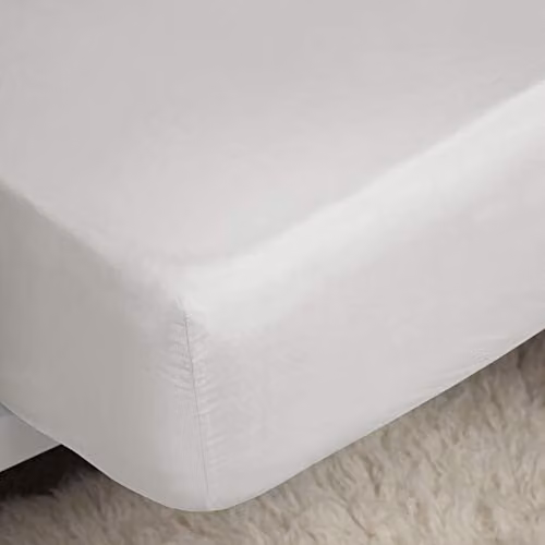 Belledorm 200 Thread Count Egyptian Cotton Percale Fitted Sheet, Ivory, W/D/H: 120 x 200 x 30 cm