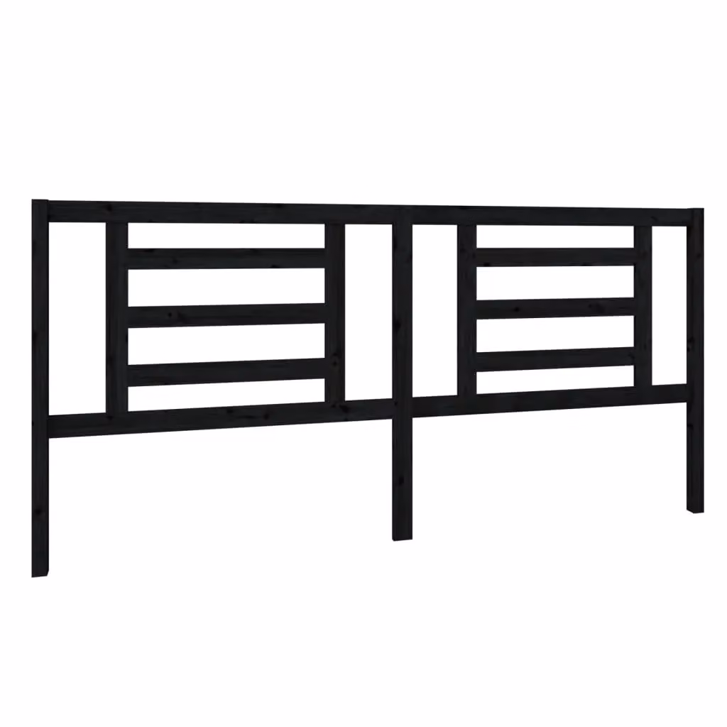 Berkfield Home Black Rustic Solid Pine Wood Bed Headboard, W: 206 cm, D: 4 cm, H: 100 cm – 2