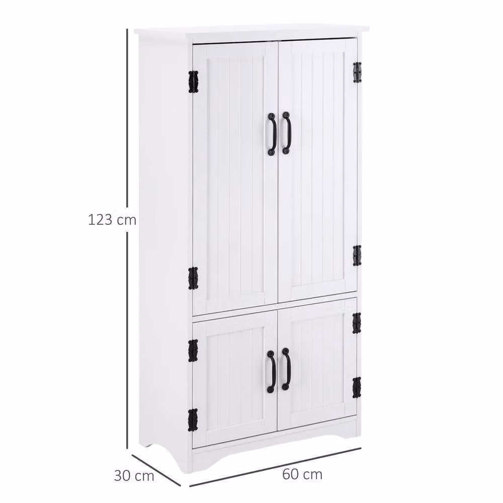 STILVORA White MDF Freestanding Storage Cabinet with 4 Hinged Doors and Adjustable Internal Shelves – 2