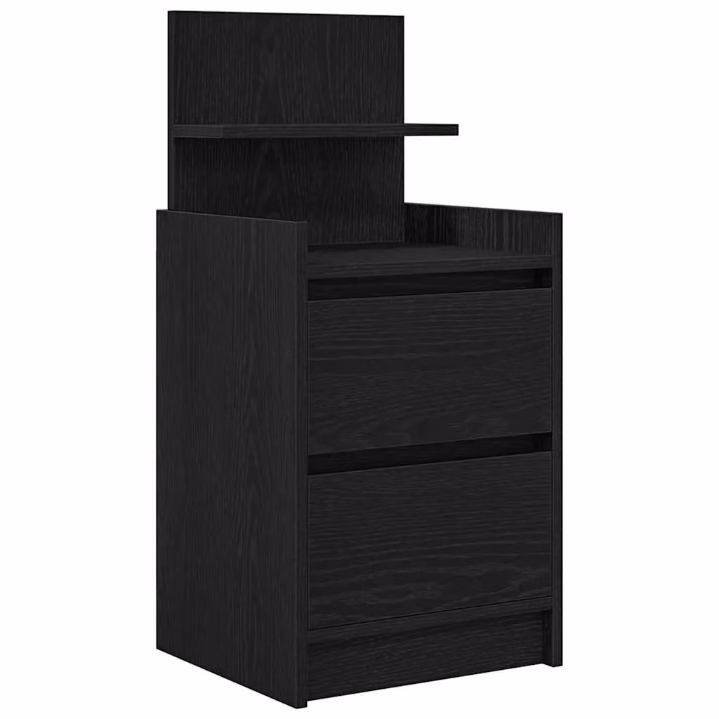 Berkfield Home Modern Black Bedside Cabinet with 2 Drawers W/D/H: 38 x 34 x 80 cm – 2
