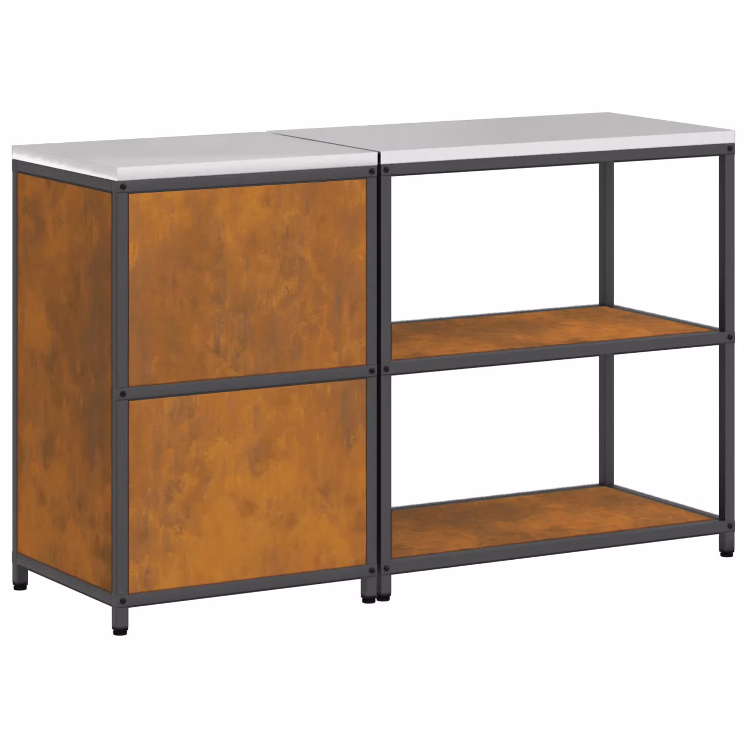 Berkfield Home Modern Metal Kitchen Storage Set in Brown, 2 Pieces, W/D/H: 150 x 50 x 92 cm – 4