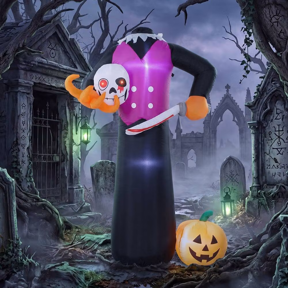 OUTSUNNY 6 ft Halloween Inflatable Headless Skeleton in Purple – 2