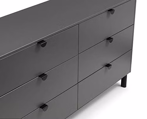 Julian Bowen Chloe 6 Drawer Wide Chest of Drawers in Storm Grey and Black, W: 140.0 cm, D: 40.0 cm, H: 74.0 cm – 3