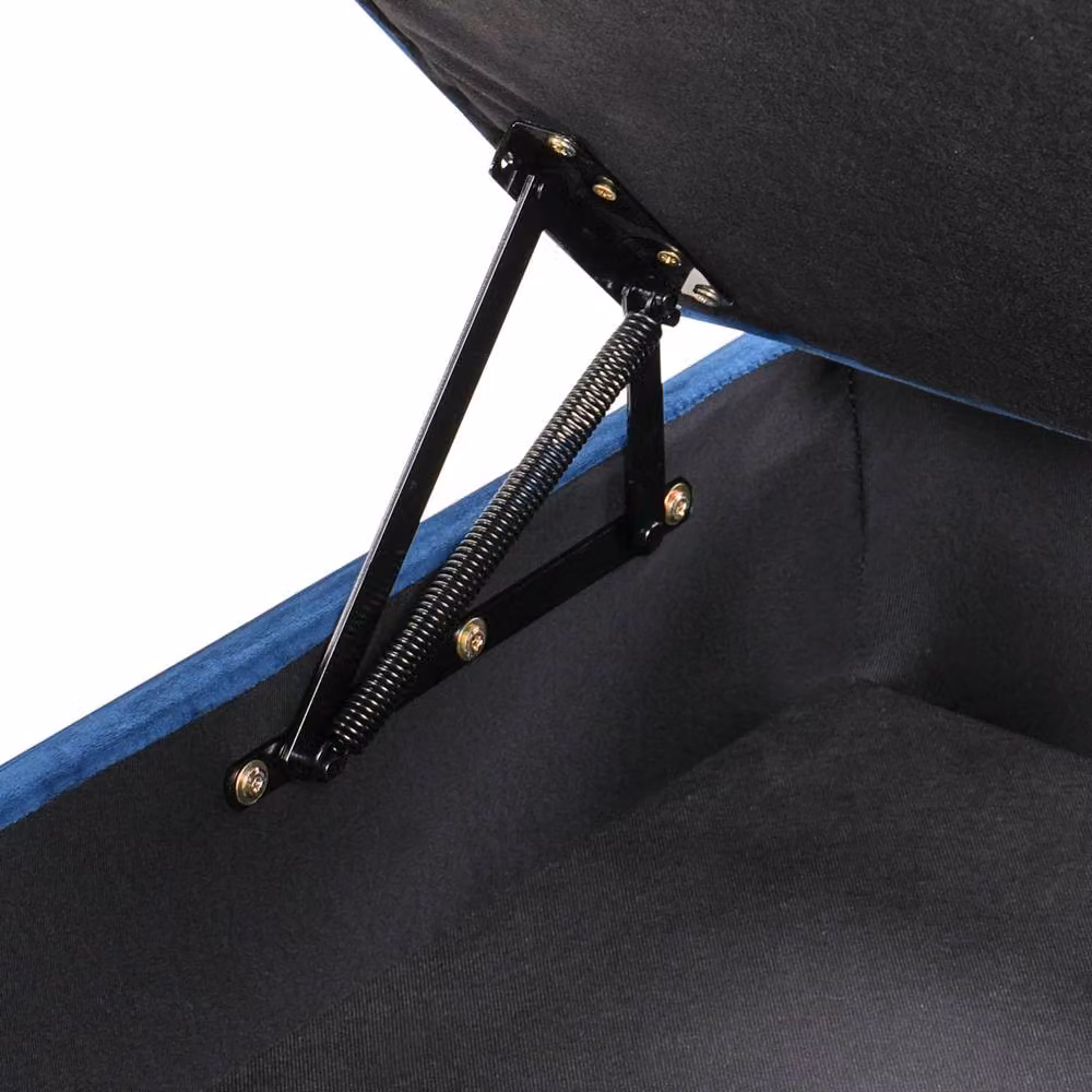 Wyld and Coco Navy Blue Velvet Tufted Storage Ottoman with Gold Legs – 5