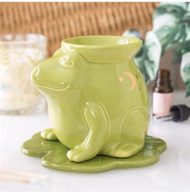 KDMD Whimsical Frog-Shaped Ceramic Tealight Oil Burner in Green – 1