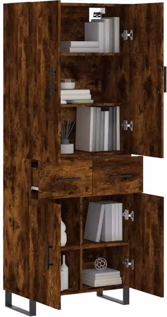Berkfield Home Smoked Oak Highboard in Brown, W/D/H: 69.5 x 34 x 180 cm – 1