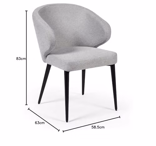 Julian Bowen Marcus Set of 2 Light Grey Fabric Upholstered Dining Chairs with Armrests, H 83 x D 58.5 cm – 3