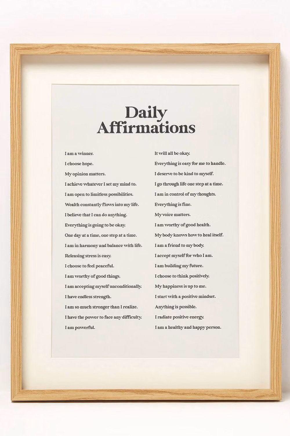 Homescapes Affirmations Wall Art Set of 2, Beige Typography Prints, W/H: 30 x 40 cm – 1