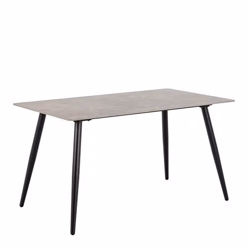 Furniture To Go Wicklow Rectangular Ceramic Dining Table in Grey and Black with 4 Brooke Monza Beige Upholstered Chairs, W: 140 cm, D: 75 cm – 2