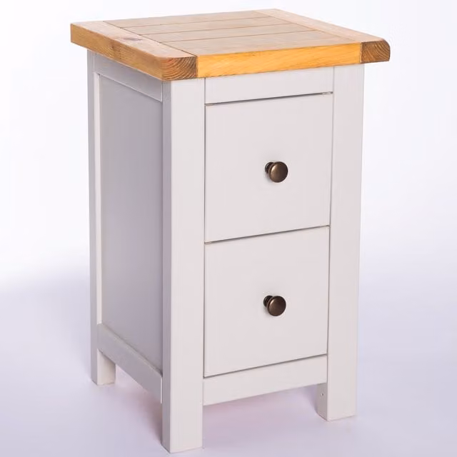Cabinet Bits Argenta 2 Drawer Petite Bedside Cabinet in Grey with Gold Details