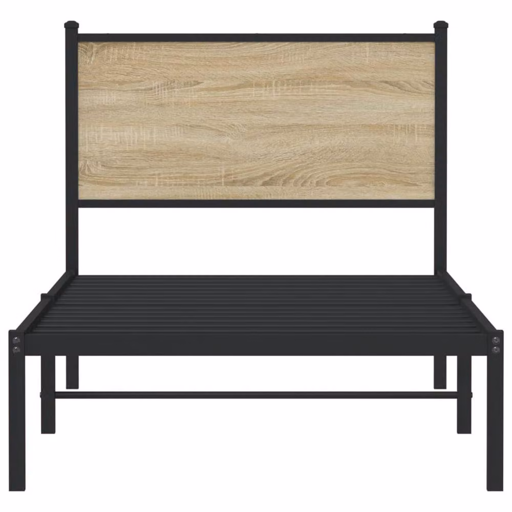Berkfield Home Metal Bed Frame in Sonoma Oak and Brown, W/D/H: 80 x 200 cm – 3