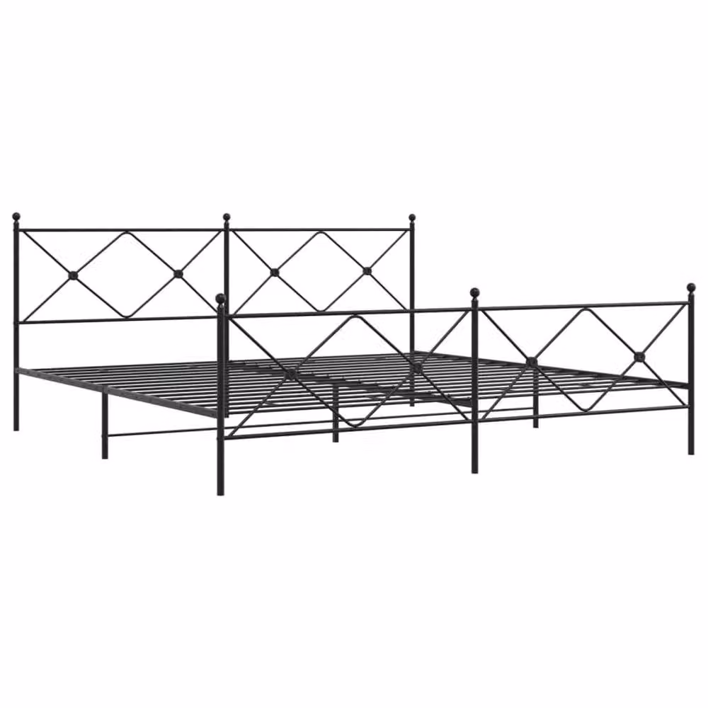 Berkfield Home Metal Bed Frame with Footboard, Black, W/D/H: 193 x 203 cm – 3