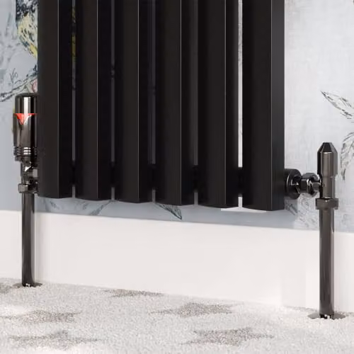 UK Radiators Derry Bold Thermostatic Radiator Valve and Lockshield Set in Black Nickel – 2
