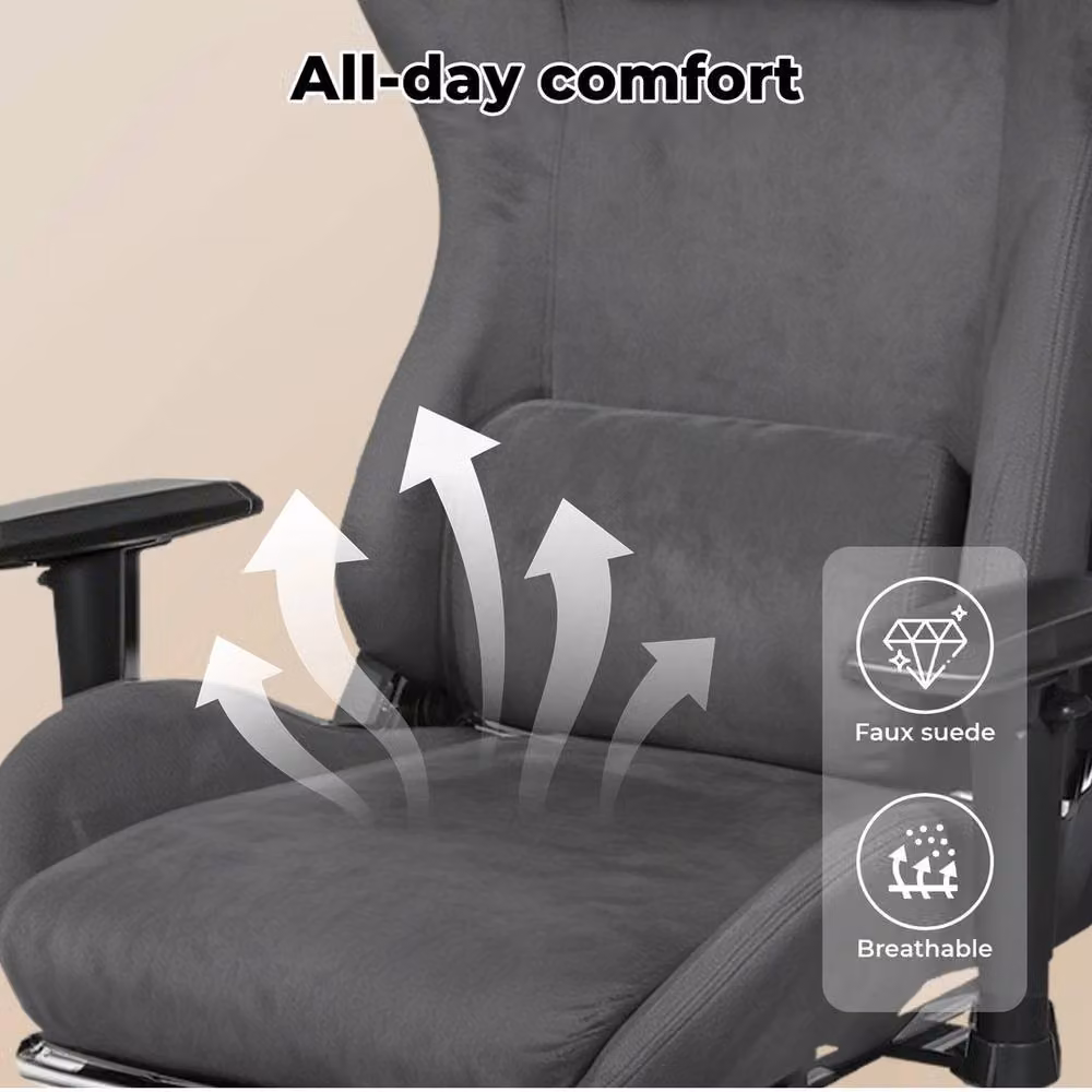 VOGREX Grey Ergonomic Executive Office Chair with Reclining Function, Headrest and Height Adjustment – 3