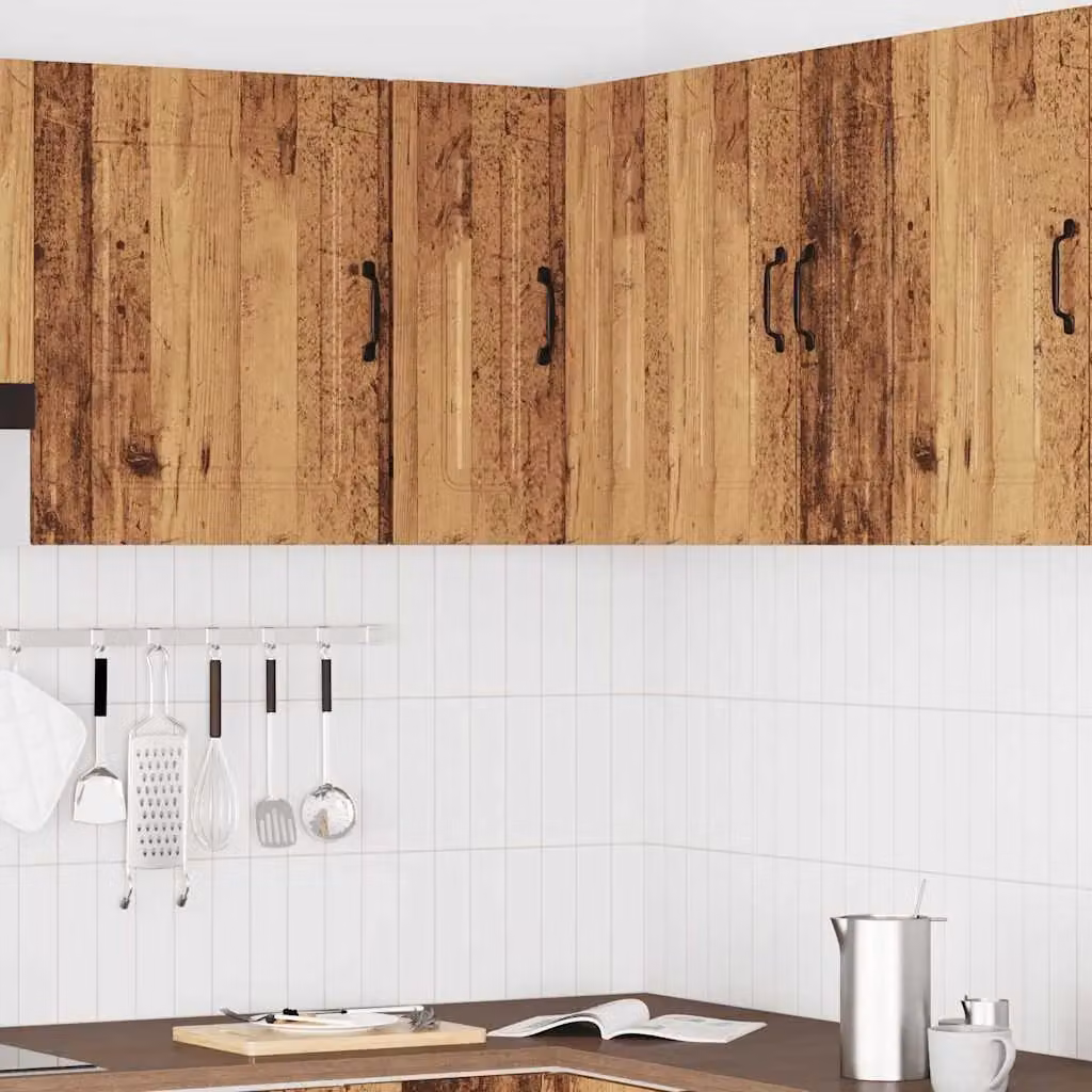 Berkfield Home Kalmar Wall Mounted Kitchen Corner Cabinet in Brown Old Wood Finish – 1