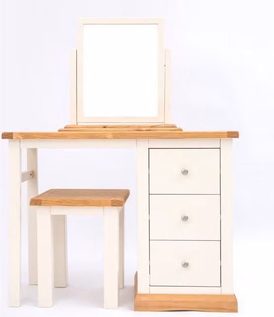 Cabinet Bits Trevi 3 Drawer Dressing Table Set in White Waxed Pine