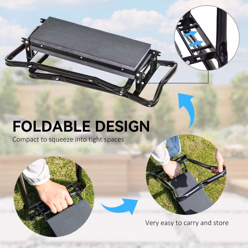 SPETLEK 2-in-1 Folding Garden Kneeler and Foam Chair in Black – 5