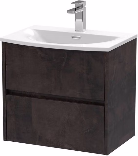 Balterley Chartley Contemporary 2 Drawer Wall Hung Vanity Basin Unit, Grey, Width: 60 cm