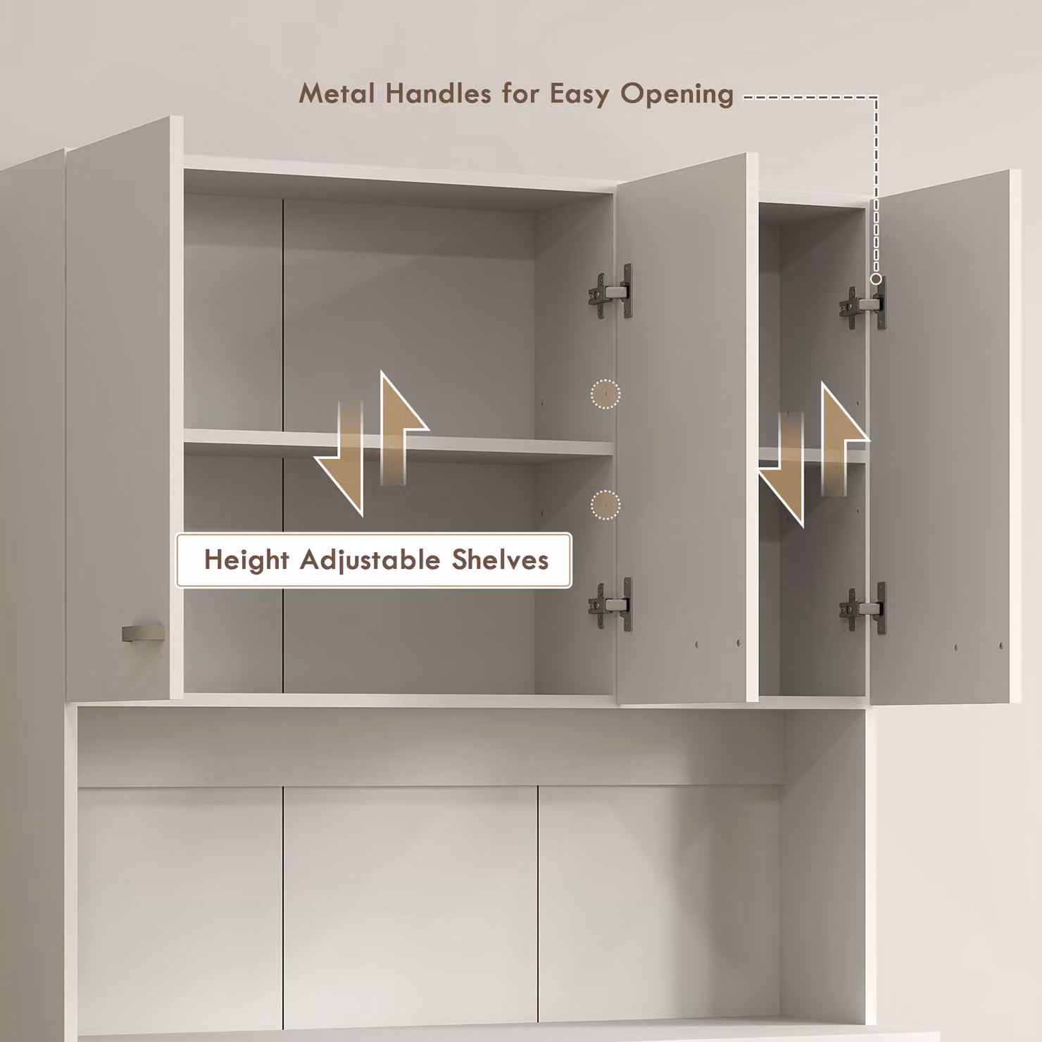 HOMCOM Freestanding Modern Kitchen Pantry Storage Cabinet in White with Hinged Doors and Internal Shelves – 3