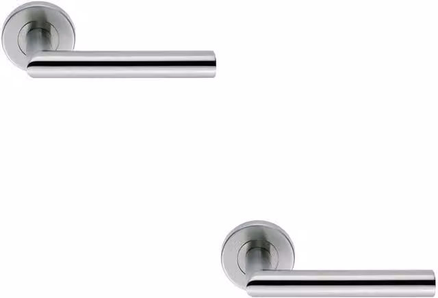 Loops 2x Pair Mitred Round Bar Handles with Ringed Design and Concealed Fixings in Brushed Silver Stainless Steel