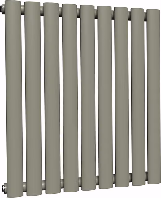 Lux Heat Oval Horizontal Coloured Radiator in Dark Sage, W: 60 cm, H: 54 cm