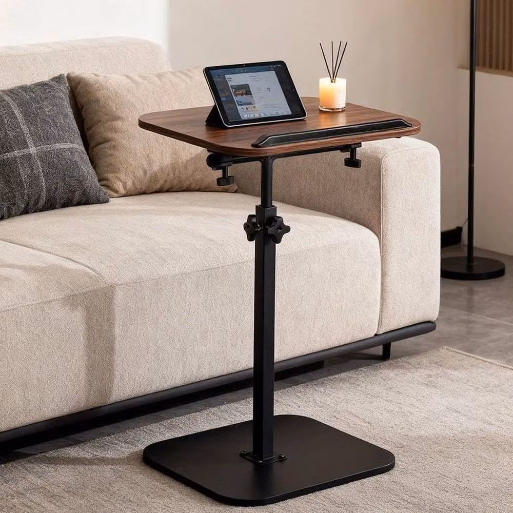 Korvixa Adjustable Height Portable TV Dinner Tray and Sofa Bed Side Table in Brown – 4