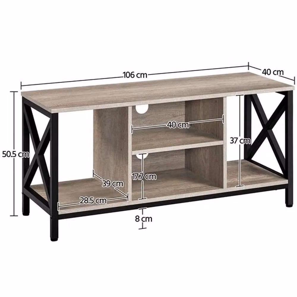 KORVIXA Industrial Geometric TV Stand Cabinet in Grey, Width: 106 cm – 2