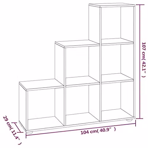 vidaXL Staircase Bookcase in Black Engineered Wood – 3