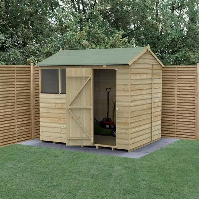 Beckwood 8x6 Reverse Apex Wooden Garden Shed in Green