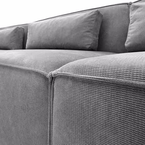Abakus Direct Doris Reversible L-Shaped Corner Sofa in Light Grey Cord Fabric, W: 282 cm, D: 163 cm, H: 73 cm – 5