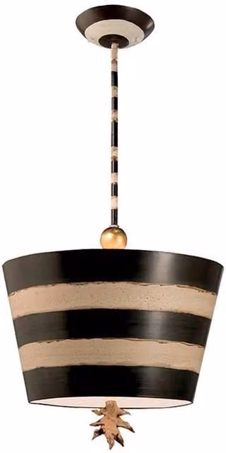 Elstead South Beach Single Light Ceiling Pendant in Black and Cream with E27 Fitting