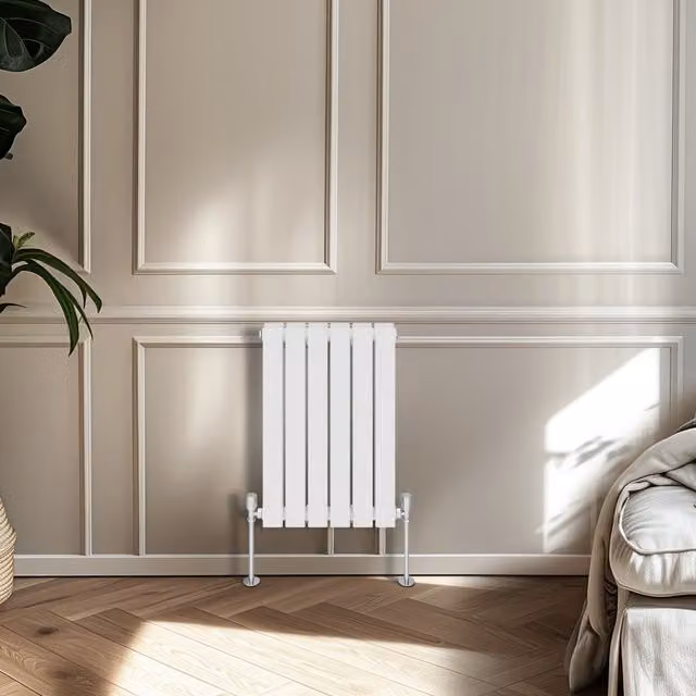 Right Radiators Double Panel Flat Panel Horizontal Radiator, White, Height: 60.0 cm, Width: 40.8 cm, Depth: 40.8 cm