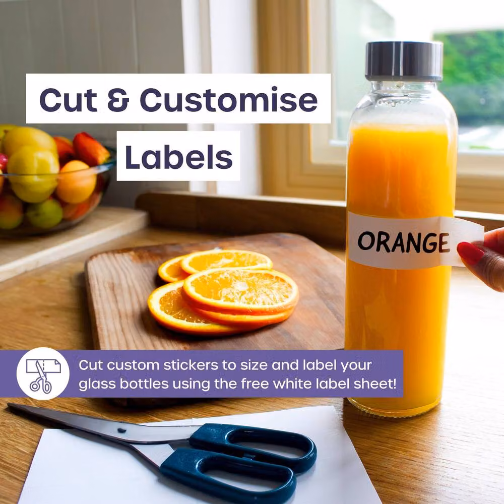 Volila 6 Pack Leakproof Clear Glass Bottles with Lids, Brush and Labels, 1000ml each – 2