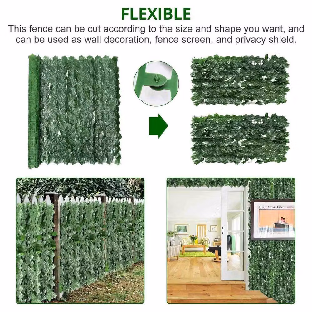 FLAVORA Artificial Ivy Leaf Hedge Privacy Screen, Green, W/H: 100 x 100 cm – 5