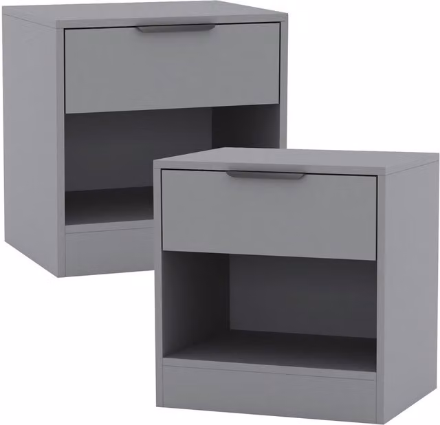 URBNLIVING Grey Oak Bedside Cabinet with Shelf