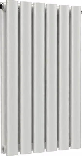 Lux Heat Oval Horizontal Double Radiator in Dove Grey, W: 600 mm x H: 360 mm
