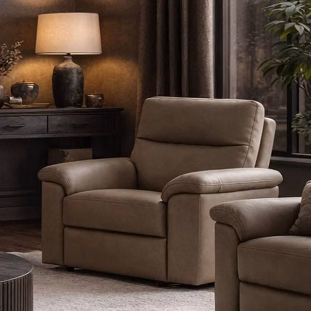 Aspire Marlowe Real Leather Power Recliner Armchair in Beige or Brown – 2