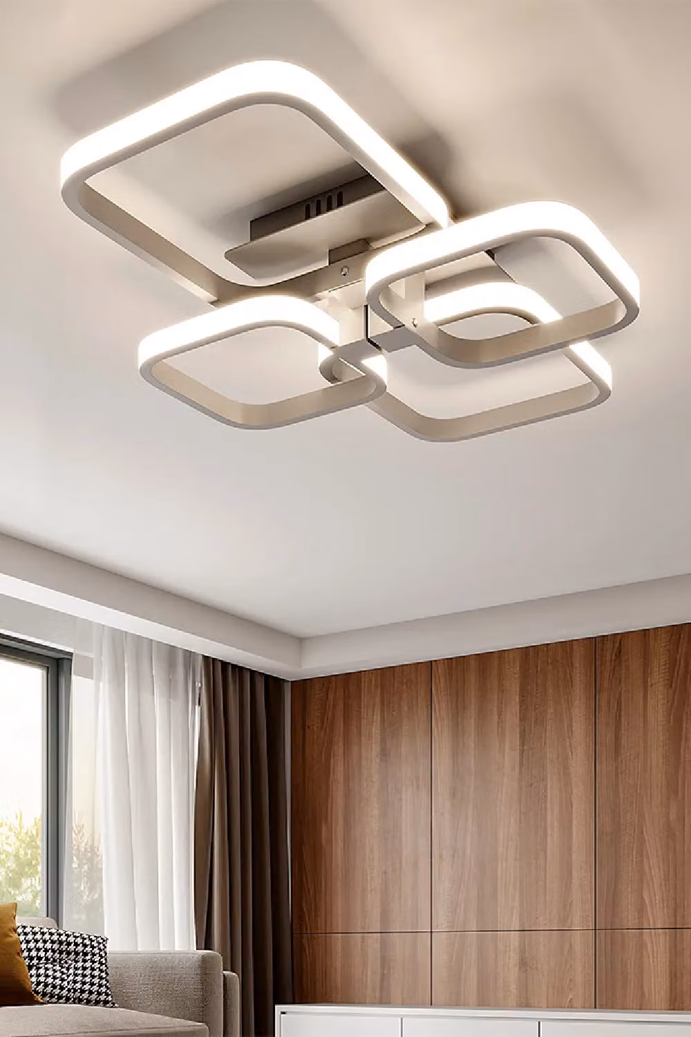 Living and Home Contemporary LED Semi Flush Ceiling Light in White – 2