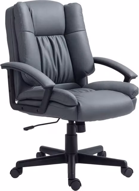 Rolipo Dark Grey PU Leather Swivel Office Task Chair with Adjustable Height and Armrests – 1