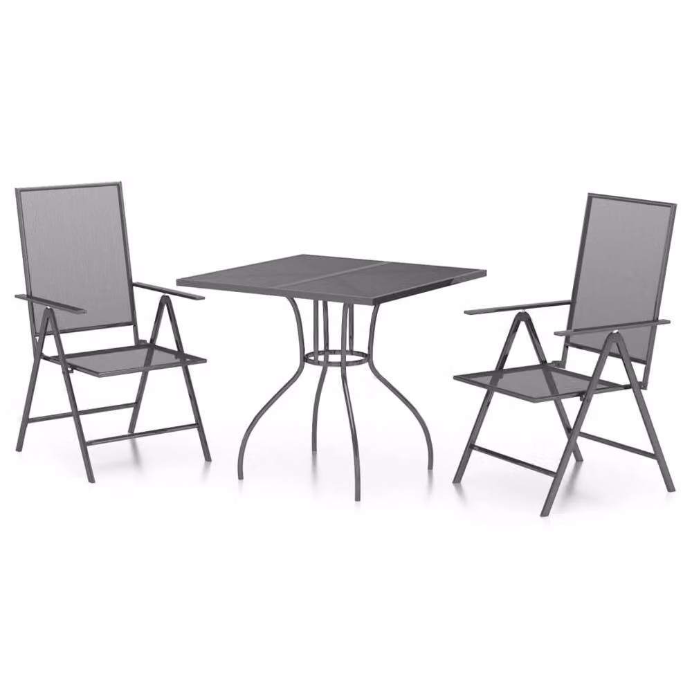 Berkfield Home 3 Piece Modern Garden Dining Set in Anthracite and Black Metal – 2