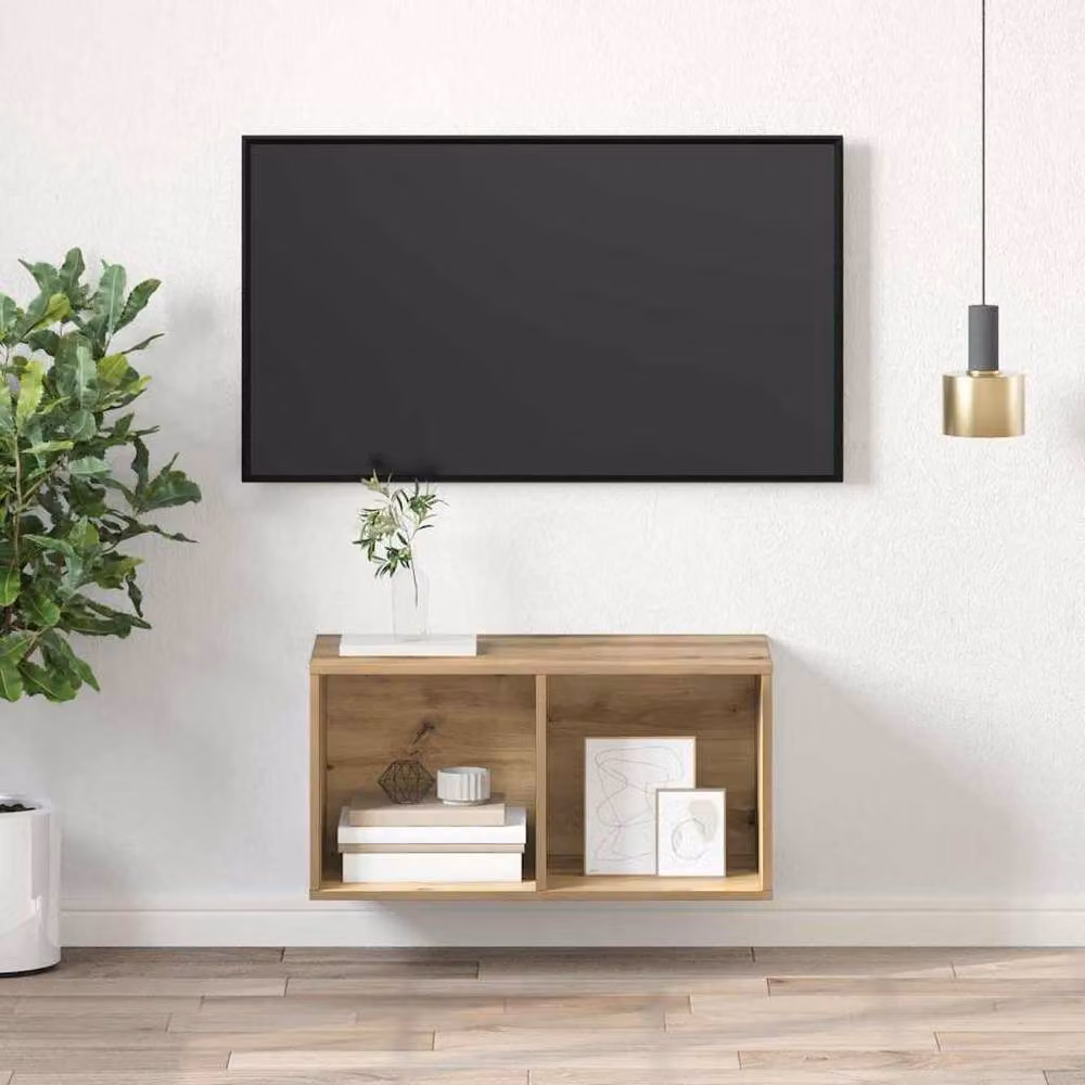 Berkfield Home Artisan Oak TV Cabinet in Brown, W/D/H: 37 x 37 x 72 cm – 1